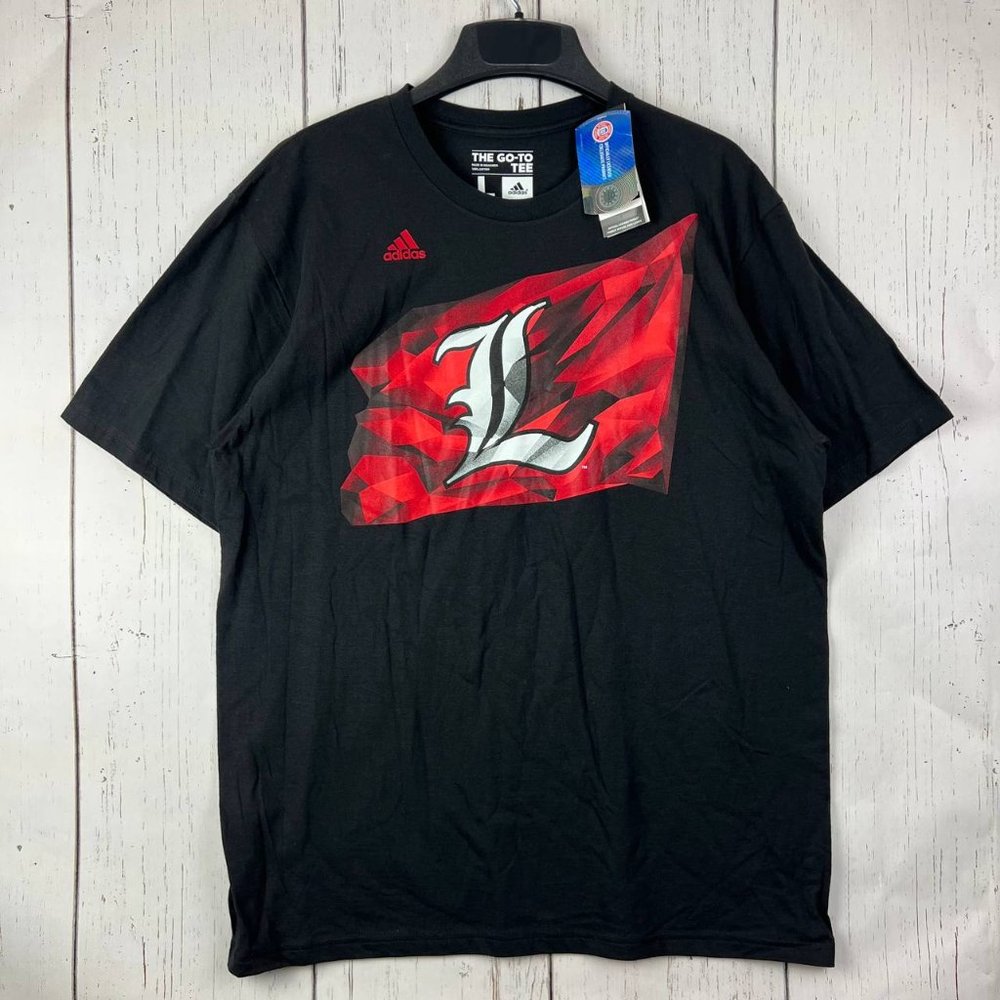 Louisville Cardinals NCAA Large‎ Adidas Casual T-Shirt Black New Men Cotton